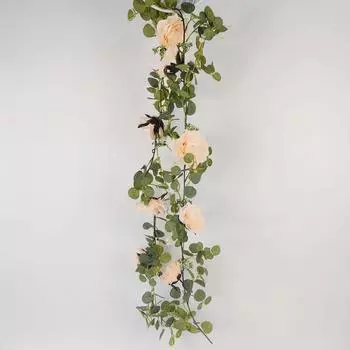 1 шт. 1,75 м искусственная гирлянда из эвкалипта с искусственным цветком пиона, семенами листьев эвкалипта, зелень, гирлянда для декора свадебного стола розовый