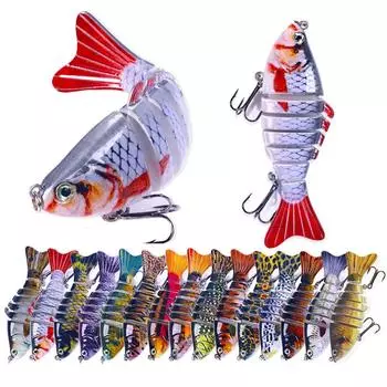 1 шт./1 комплект, 10 см-15 г, 7 секций, многосоставные рыболовные приманки для гольяна, приманка для плавания, приманка для щуки, Vib Bait 10cm-15g