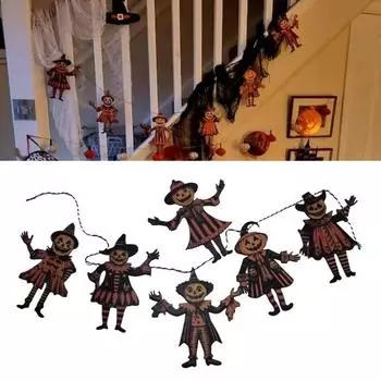 1 шт./1 комплект Хэллоуин Винтаж тыква человек флажки жуткий деревенский деревянный мультфильм тыква гирлянда стол знак украшение орнамент фестиваль подарок
