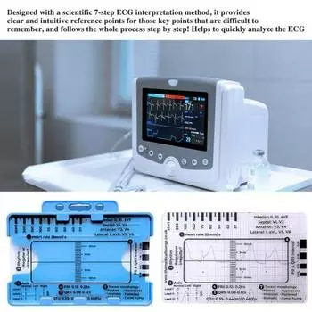 1 шт./1 комплект ЭКГ линейка с 7 шагами пластиковый штангенциркуль для измерения электрокардиограммы измерительный инструмент прозрачное справочное руководство по интерпретации ЭКГ измерительная линейка