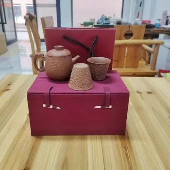 1 шт./1 комплект, китайский фиолетовый песочный чайник, винтажный керамический чайник с чашками, набор подарков с подарочной коробкой премиум-класса Single Pot + Red High-end Gift Box