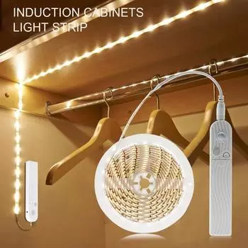 1 шт. 1 м PIR датчик движения светодиодный светильник для кухонного шкафа 5 В USB умный выключатель лента для домашнего шкафа декор 1m холодный белый
