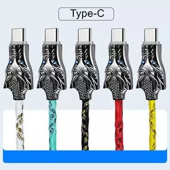 1 шт. 1 м USB-кабель для быстрой зарядки, светодиодный цветной кран, кабель для зарядки мобильного телефона, смартфон Type-C Type-C 1m/3.3ft/39inch