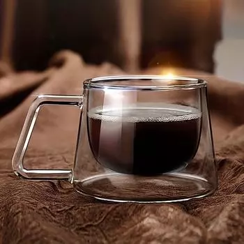 1 шт. 200 мл элегантная двухслойная изолированная чашка для эспрессо, горячих и холодных напитков, прочная стеклянная кружка, кофейная чашка, высокая устойчивость к закалке 200ml чистый