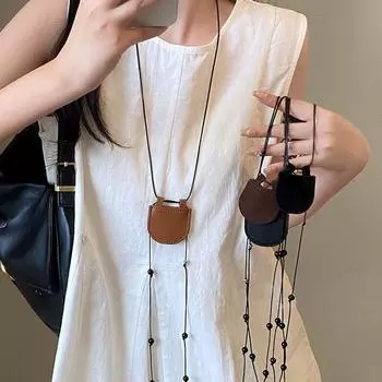 1 шт. 2024 г. Новая мини-сумка в форме полумесяца с регулируемым ожерельем, модный дизайн, ощущение, что ее можно носить с декоративной маленькой сумкой-халтером, свитером ча чёрный