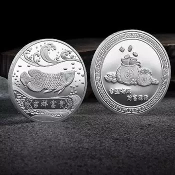 1 шт. 2024 Новый год удачи вам китайский Фу Кои памятная монета карп медаль монета тисненый металлический значок ремесла золотой