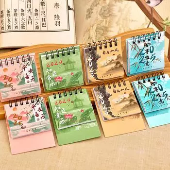 1 шт. 2025 г. Древний стиль текстовый настольный календарь студенческий настольный декор китайский стиль мини-календарь план небольшой настольный календарь A4