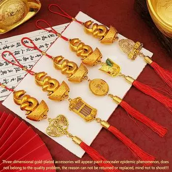 1 шт. 2025 год Змеи позолоченный пластиковый зодиакальный кулон в виде змеи счастливый талисман новогодние украшения для дома и автомобиля A12