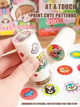 1 шт. 2025 Новая детская игрушка-наклейка со штампом, Волшебная декоративная наклейка-награда для штамповки в детском саду, Мультяшная милая, Праздничный подарок, Подарок на день рождения, Идеальный подарок Capybara Series разноцветный