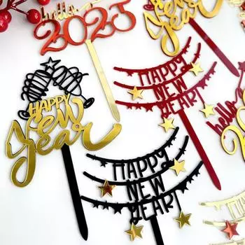 1 шт. 2025 Новогодние украшения для торта Акриловые рождественские украшения для кексов для дома Счастливого Рождества Новогодние украшения для торта A6