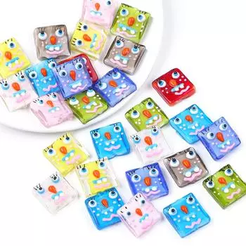 1 шт. 20 мм квадратный куб ручной работы стеклянные бусины лэмпворк мультяшные подвески для DIY ювелирных изделий аксессуары для рукоделия бирюзовый