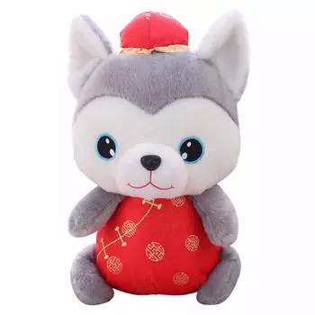 1 шт. 20 см кавайная новогодняя счастливая собака плюшевые игрушки мягкая милая собака животное с одеждой дети дети