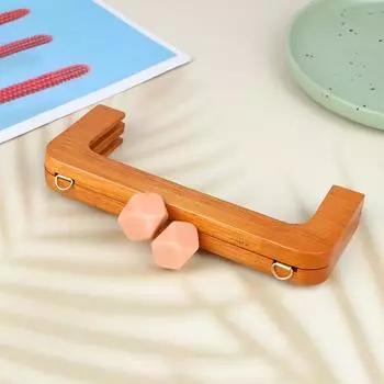 1 шт., 20 см, смоляная застежка с большим шариком, твердая древесина, деревянная рамка для кошелька, винты внутри, деревянная ручка для сумки, рамка для кошелька розовый