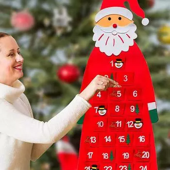 1 шт. 24 дня для детей рождественский подарок своими руками 2024 рождественский календарь Санта Клауса настенный войлочный подвесной серый