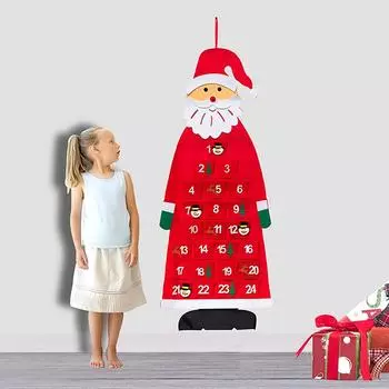 1 шт. 24 дня для детей рождественский подарок своими руками 2024 рождественский календарь Санта Клауса настенный войлочный подвесной серый