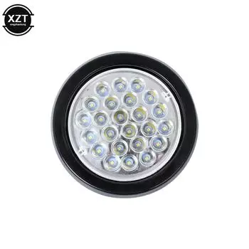 1 шт. 24 В 4,3 дюйма 24 светодиодных круглых задних фонаря для автомобиля, стоп-сигнала, бокового габаритного огня, указателя поворота, отражателя для грузовика и прицепа, квадроцикла белый
