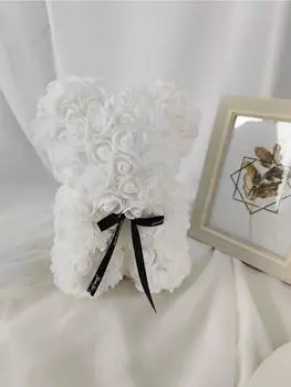 1 шт. 25 см искусственный медведь из роз подарок на день рождения подарок на День святого Валентина свадьба День матери и годовщина подарок включая прозрачную подарочную коробку красный