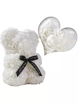 1 шт. 25 см искусственный медведь из роз, подарок на искусственную розу, медведь из роз на День святого Валентина, свадьбу, День матери, годовщину, подарок, включая прозрачную подарочную коробку красный