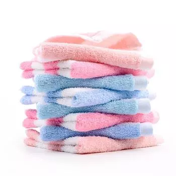 1 шт. 25x25 см цветное полосатое хлопковое портативное детское полотенце для ванной комнаты маленькое квадратное подвесное полотенце для рук и лица 25x25cm темно-розовый