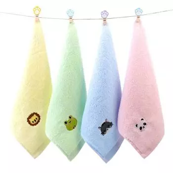 1 шт. 25x25 см квадратное подвесное портативное мультяшное вышитое хлопковое детское маленькое полотенце для лица 25x25cm