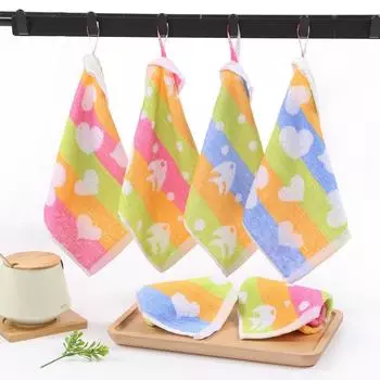 1 шт. 25x25 см квадратное полотенце хлопок мультфильм рыба любовь сердце жаккард ванная комната дети детское полотенце для лица 25x25cm