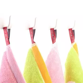 1 шт. 25x25 см маленький квадратный утолщенный хлопковый мультяшный медведь жаккардовый подвесной детский полотенце для лица с петлей 25x25cm розовый