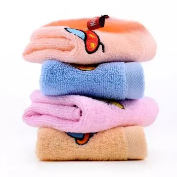 1 шт. 25x25 см мультяшная вышивка хлопок дети ванная комната ручная стирка лицо квадратное маленькое полотенце впитывающее воду мягкое 25x25cm оранжевый