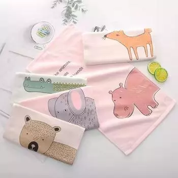 1 шт. 25x50 см 100% хлопок прекрасный мультфильм животных ванная комната дети ребенок мочалка лицо полотенце для рук 25x50cm