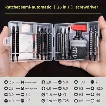 1 шт. 26-в-1 набор отверток с храповым механизмом регулируемой длины, металлическая многофункциональная отвертка с головкой, облегчающая труд