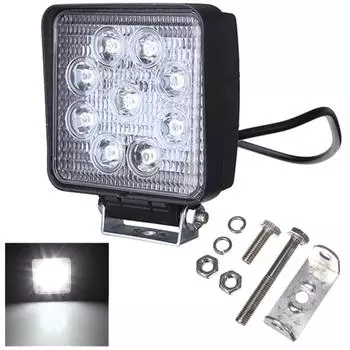 1 шт., 27 Вт, светодиодный рабочий фонарь для внедорожника, квадроцикла, тягача, мотоцикла, 4x4, противотуманный фонарь 1pcs чёрный