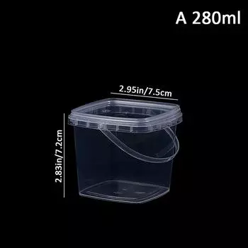 1 шт. 280 мл/500 мл/1 л пустое пластиковое ведро с крышкой герметичные полипропиленовые банки прозрачный контейнер для хранения сыпучих продуктов питания ведра для напитков A 280ml