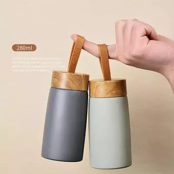 1 шт. 280 мл кружка для кофе 304 нержавеющая сталь стакан мини бутылка для воды портативная дорожная кружка термокружка крышка с рисунком под дерево 280ML серый
