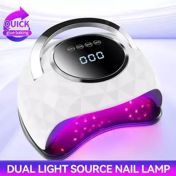 1 шт., 288 Вт, 63 лампы, бусины, двойной источник света, лампа для ногтей, мощная УФ-сушилка для ногтей для всех гель-лаков для ногтей, светодиодный светильник для фототерапии us