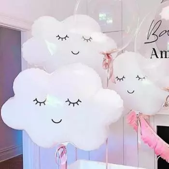1 шт. 29-дюймовый воздушный шар с белым облаком с закрытыми глазами, улыбкой, алюминиевая пленка, воздушный шар с белым облаком, воздушный шар для украшения тематической вечеринки по случаю дня рождения белый