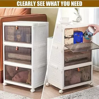 1 шт., 2/3-слойный органайзер для обуви на колесиках, прозрачная штабелируемая витрина, съемный органайзер для кухни в спальне, органайзер для макияжа 2 layer