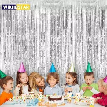 1 шт. 2 м мишурная занавеска на день рождения, свадьбу, девичник, вечеринку, украшение, фон, выпускной, девичник, день независимости серебряный
