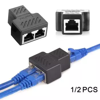 1 шт./2 шт. 1-2-канальный сетевой разветвитель RJ45 Ethernet LAN, двойной адаптер, порты, соединитель, удлинитель, адаптер, разъем, адаптер 1pc