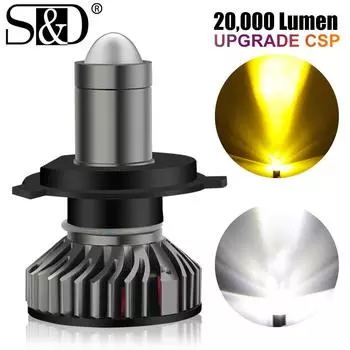 1 шт./2 шт., 20000 лм H4, светодиодные лампы для мотоциклетных фар, линзы CSP, белый, желтый, дальний свет, мото лампа H4, аксессуары для скутеров, противотуманные фары 9 В 16 В 1Pc жёлтый/белый