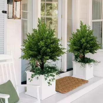 1 шт/2 шт 23 искусственный кипарис топиарий УФ-устойчивые искусственные кустарники с шипами в земле искусственные кедровые кусты для декора сада переднего крыльца 1pc