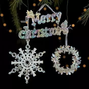 1 шт./2 шт./3 шт., подарочные подвески для рождественской елки, хрустальные акриловые украшения, набор, прозрачная снежинка, лось
