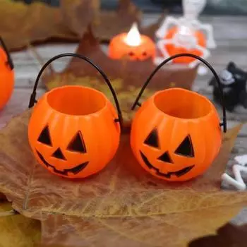 1 шт./2 шт./4 шт./6 шт. Ведерко для конфет из тыквы, портативное ведро для сладостей или угощений на Хэллоуин, легкое компактное ведро для сладостей на Хэллоуин для детей 1pc