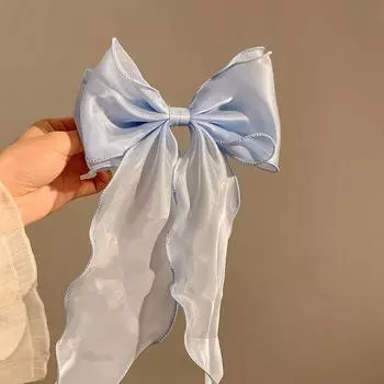 1 шт./2 шт. Белый сетчатый бант, лента, заколка для волос, женская заколка на затылок, заколка сверху, заколка для непослушных волос, аксессуар для волос