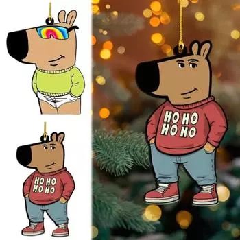 1 шт/2 шт Chill Guy Украшение I m Just A Chill Guy Meme Рождественская елка подвесное украшение акриловое мультяшное украшение в виде собаки для праздничного декора B