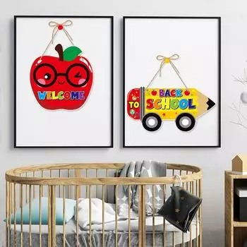 1 шт/2 шт Добро пожаловать обратно в школу дверные таблички первый день класс настенные бумажные украшения ручная работа праздничные принадлежности A01