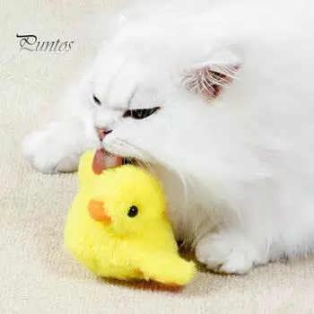 1 шт/2 шт хлопающие крылья утка игрушки для кошек перезаряжаемая интерактивная плюшевая утка с настоящим щебечущим звуком активируемая сенсорным устройством игрушка для домашних кошек 1pc