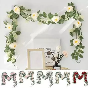 1 шт/2 шт искусственная цветочная лоза 2 м роза листья виноградная лоза гирлянда с 8 1pc розовый