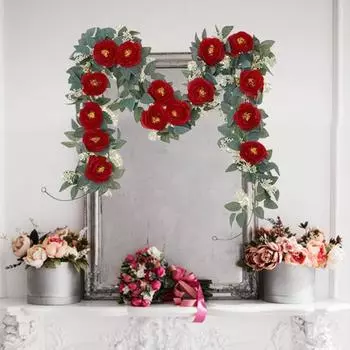 1 шт/2 шт искусственная цветочная лоза 2 м роза листья виноградная лоза гирлянда с 8 1pc светло-розовый