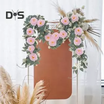 1 шт/2 шт искусственная цветочная лоза 2 м роза листья виноградная лоза гирлянда с 8 цветами камелии имитация цветка камелии гирлянда для вечеринки свадьба стена 1pc светло-розовый