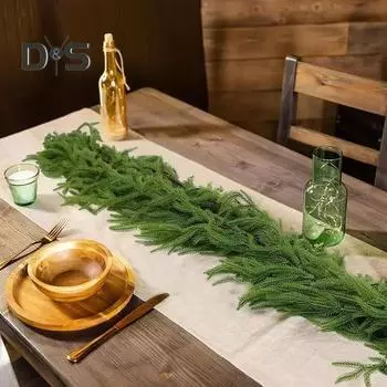 1 шт/2 шт искусственная гирлянда из норфолкской сосны 6 футов реалистичный венок из искусственных сосновых иголок рождественская гирлянда из зелени для украшения каминного стола в помещении 1pc