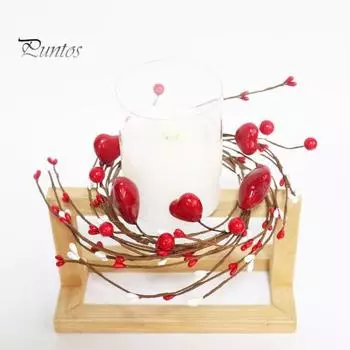 1 шт/2 шт красные кольца для свечей в форме сердца венки искусственные ягоды подсвечник мини-венок на День святого Валентина домашний кухонный стол центральный элемент 1pc